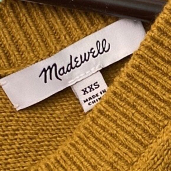 MADEWELL Double V-Neck Sweater Egyptian Gold Size XXS - Picture 5 of 6